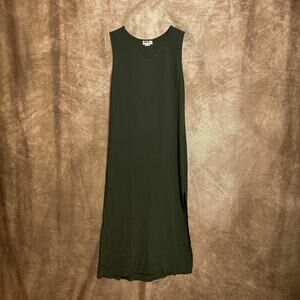 Vintage 90s J.B.S. Ltd Green Sleeveless Maxi Shift Dress V Neck Womens 12 Grunge